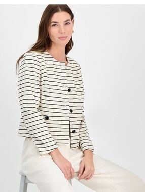 Bar III Women's High-Rise Wide-Leg Pants & Striped Button-Front Jacket
